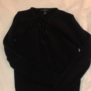Forever 21 Tie Up in the Front Black Sweater